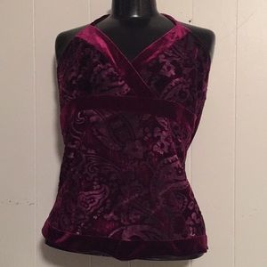 Studio 1940 Halter Top Velour Burgundy